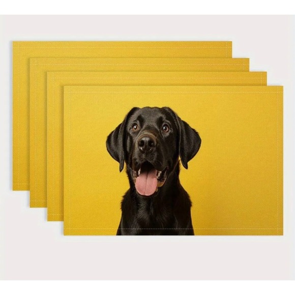 Black Lab Placemats Set of 4, Dog Lover Gift, Dining Table Decor Linen Holiday - Picture 1 of 3
